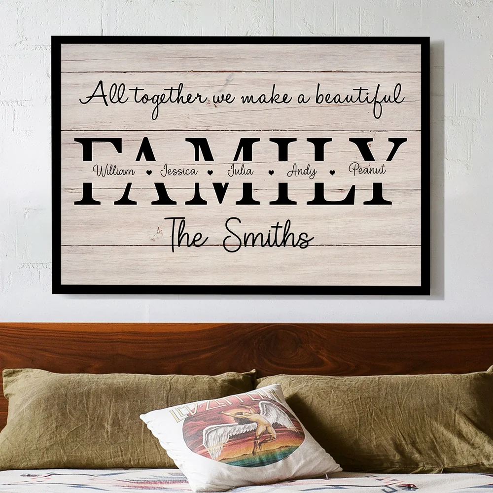 All Together We Make a Beautiful Family Personalized Poster – Custom Name Wall Art, Unique Gift for Housewarming or Christmas - Image 8