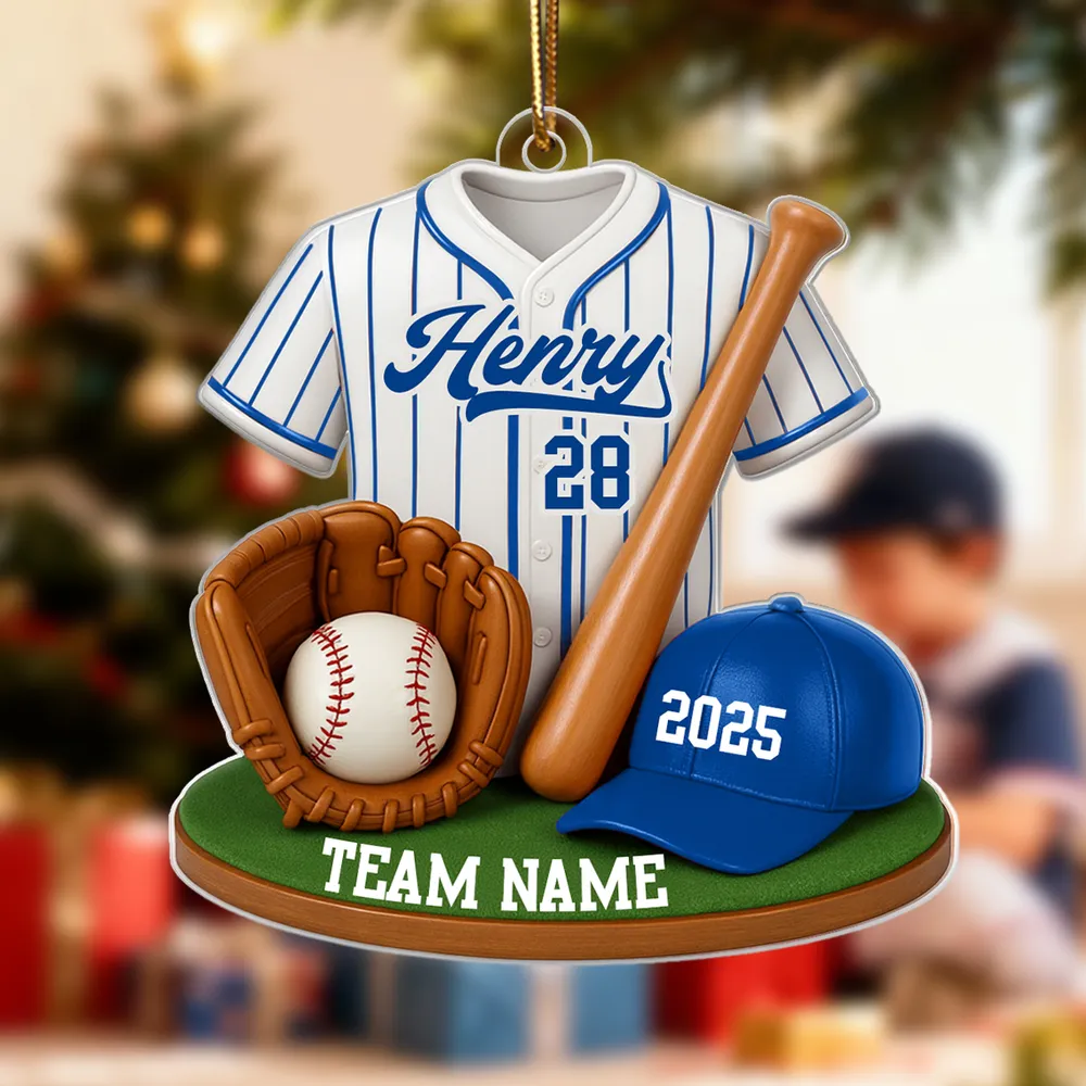 Personalized Baseball Jersey & Gear Ornament – Custom Name, Number & Team, Perfect Christmas Gift for Players and Fans - Image 3