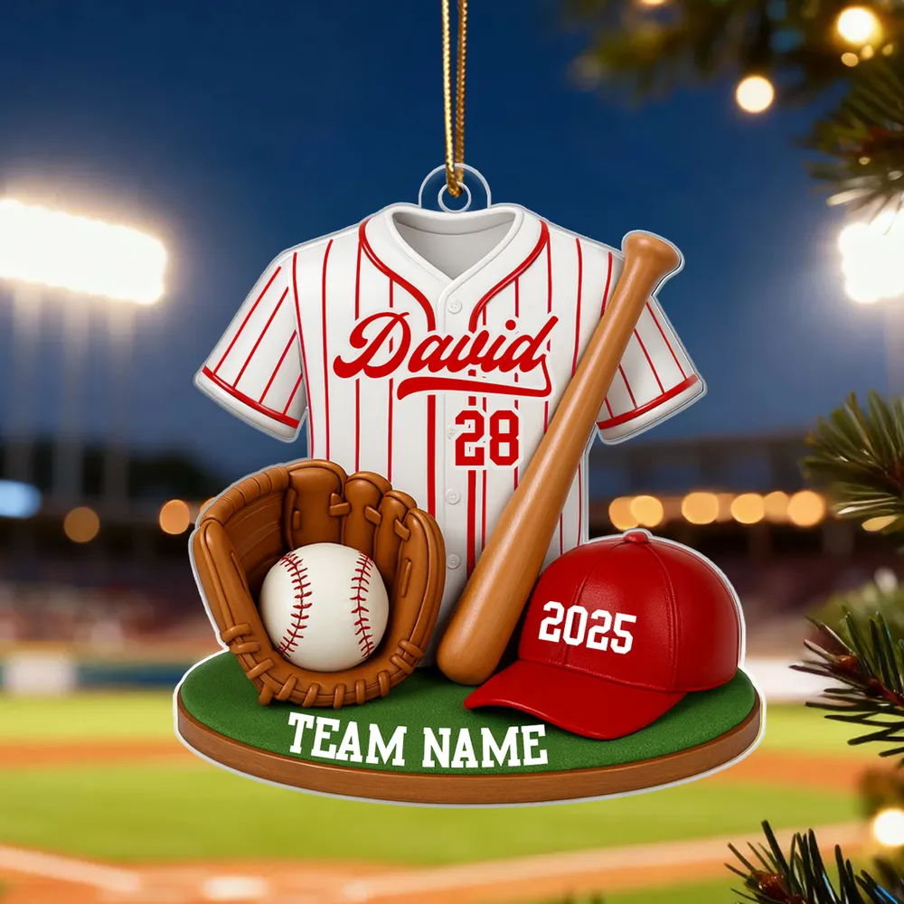 Personalized Baseball Jersey & Gear Ornament – Custom Name, Number & Team, Perfect Christmas Gift for Players and Fans - Image 5