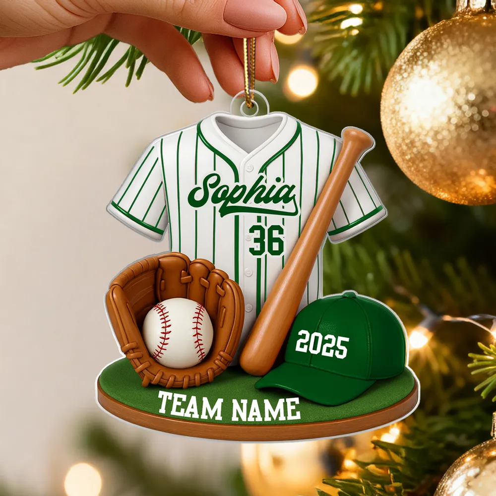 Personalized Baseball Jersey & Gear Ornament – Custom Name, Number & Team, Perfect Christmas Gift for Players and Fans - Image 6