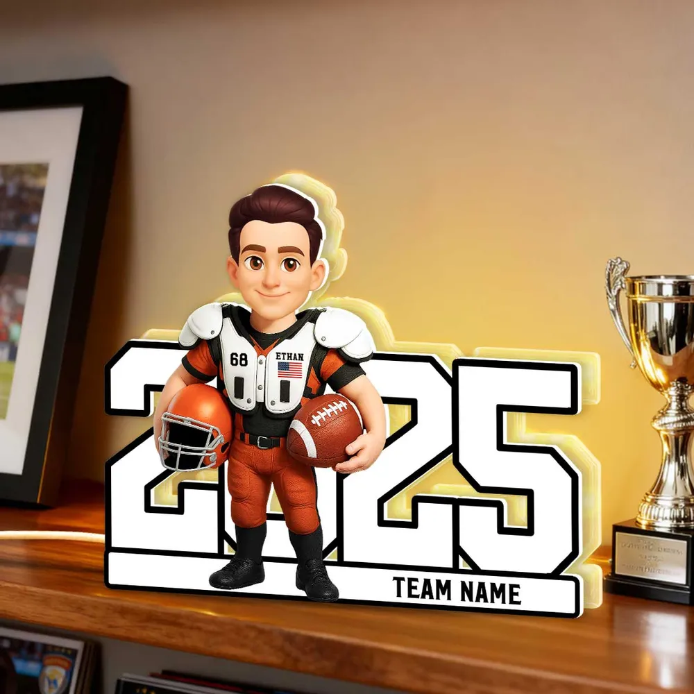 Acrylic Light Box - Custom Football Player Design, Warm Glow for Bedroom or Desk, Unique Gift for Players & Fans - Image 3