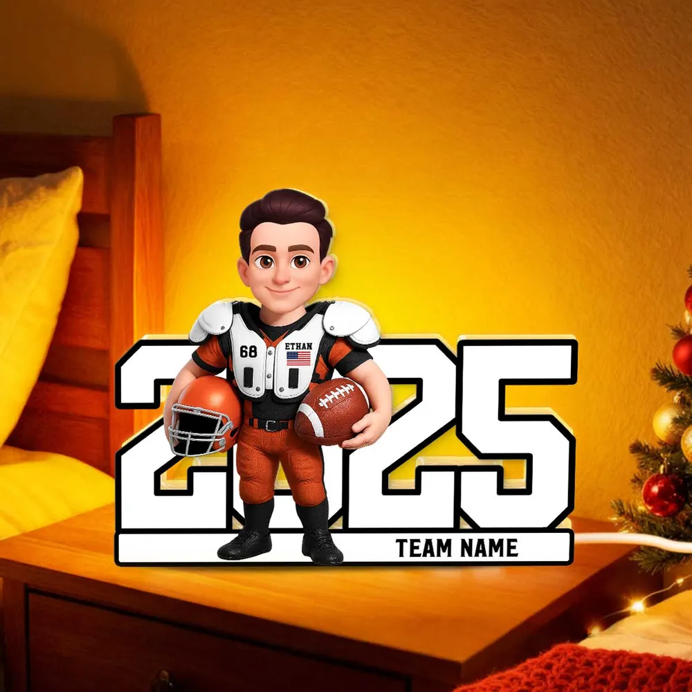 Acrylic Light Box - Custom Football Player Design, Warm Glow for Bedroom or Desk, Unique Gift for Players & Fans - Image 5