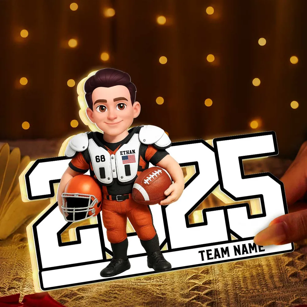 Acrylic Light Box - Custom Football Player Design, Warm Glow for Bedroom or Desk, Unique Gift for Players & Fans - Image 6