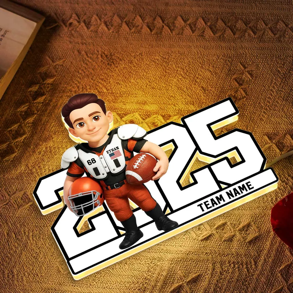 Acrylic Light Box - Custom Football Player Design, Warm Glow for Bedroom or Desk, Unique Gift for Players & Fans - Image 7