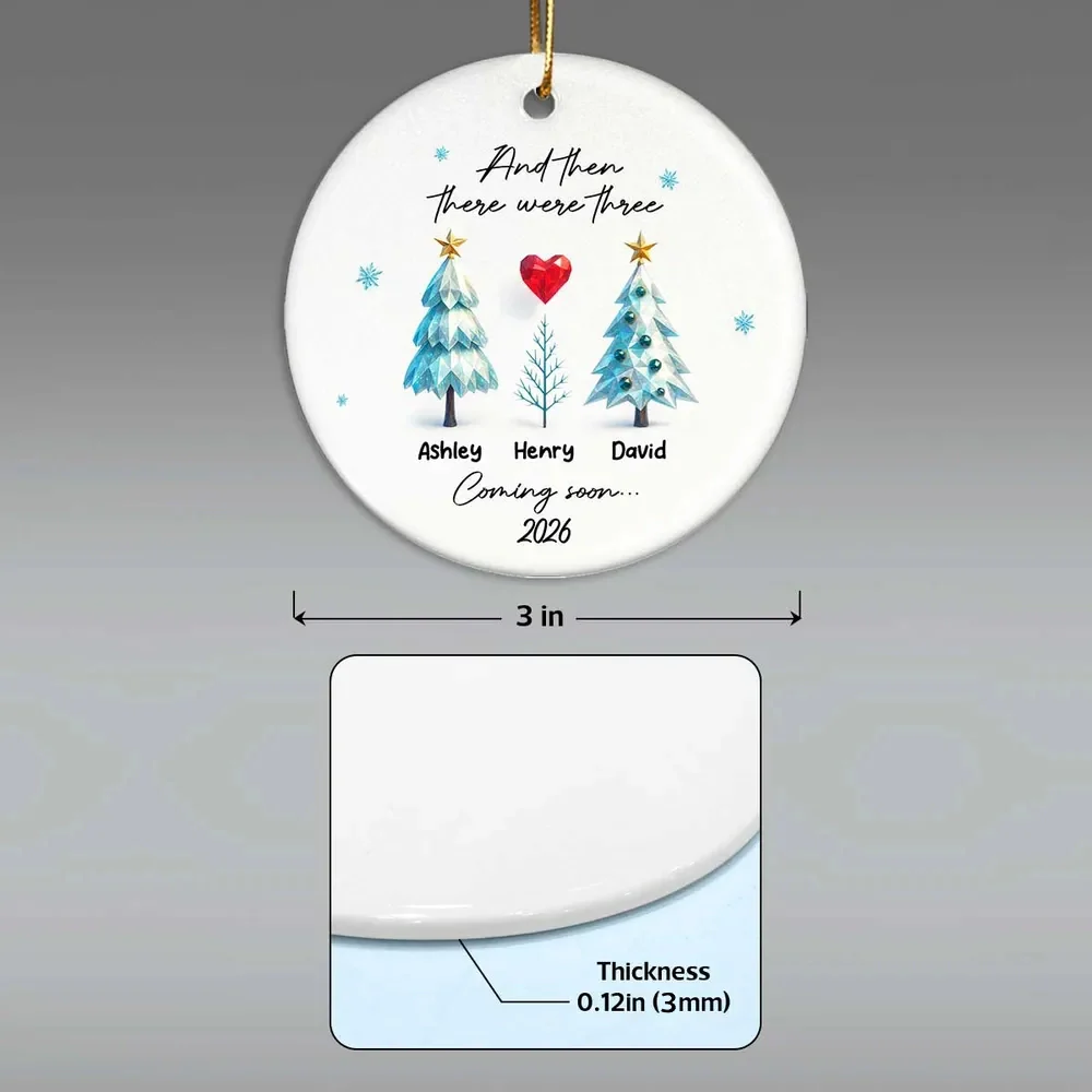 Personalized Expecting Parents Christmas Ornament, “And Then There Were Three/Five”, Baby Coming Soon Family Keepsake - Image 4