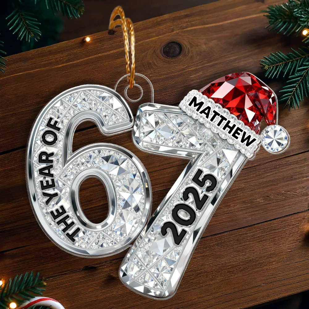 Custom 67 Acrylic Ornament With Santa Hat, Funny Gen Alpha Christmas Keepsake And Unique Gift For Kids Or Grandchildren - Image 5