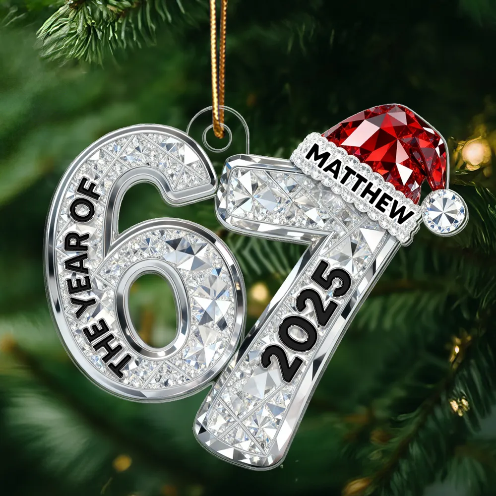 Custom 67 Acrylic Ornament With Santa Hat, Funny Gen Alpha Christmas Keepsake And Unique Gift For Kids Or Grandchildren - Image 7