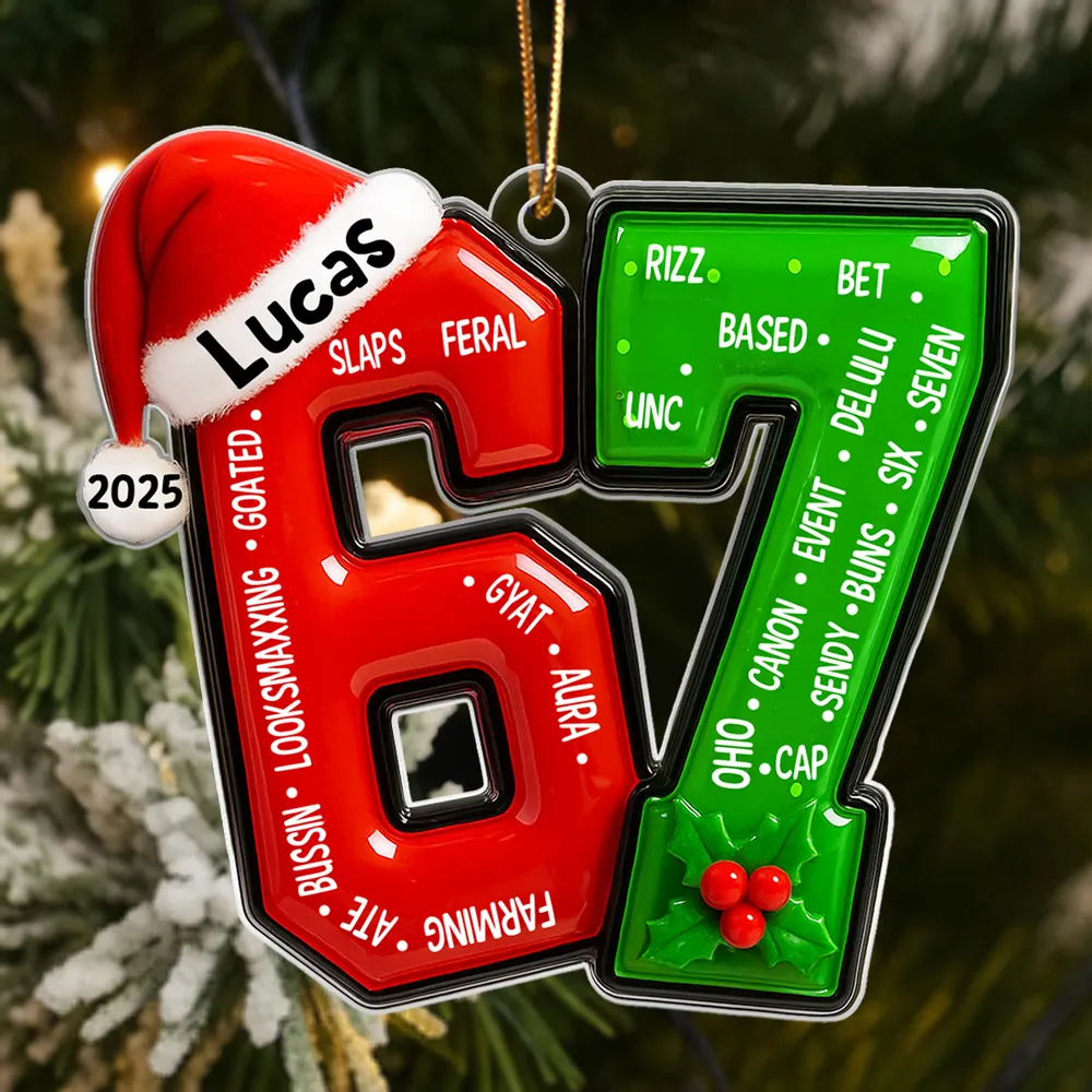 Personalized Acrylic Ornament with Bold Number Design, Custom Teen Slang, Fun Christmas Tree Decor, Unique Gift for Kids and Tweens - Image 3