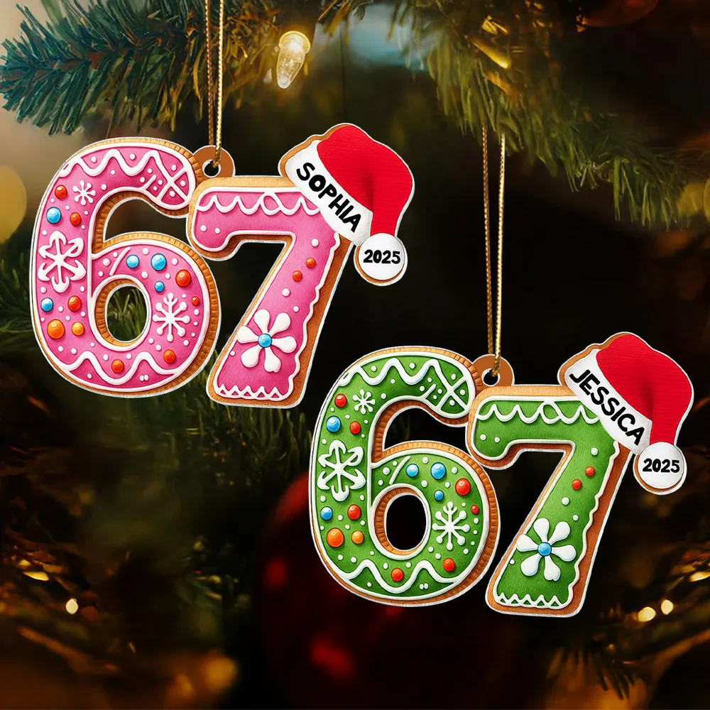 Personalized Gingerbread 67 Acrylic Ornament Funny Teen Tree Decor Unique Christmas Gift - Image 3