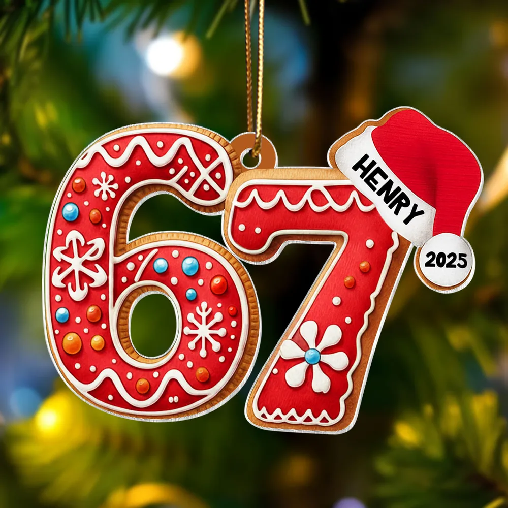 Personalized Gingerbread 67 Acrylic Ornament Funny Teen Tree Decor Unique Christmas Gift - Image 5