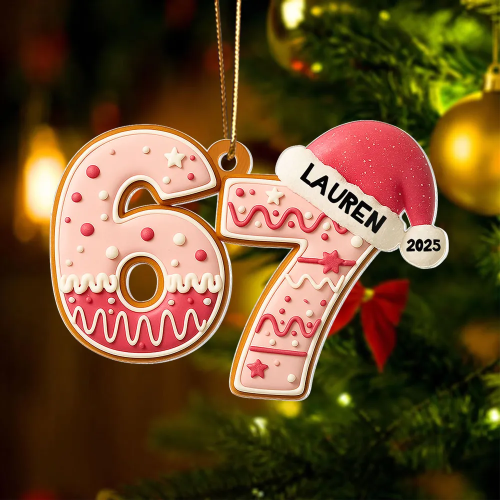 Personalized Acrylic Ornament 67 Teen Slang Design for Christmas Tree, Unique Holiday Gift for Kids & Grandkids