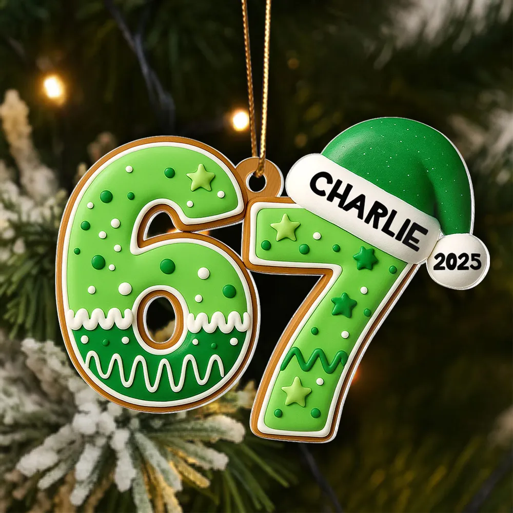 Personalized Acrylic Ornament 67 Teen Slang Design for Christmas Tree, Unique Holiday Gift for Kids & Grandkids - Image 6