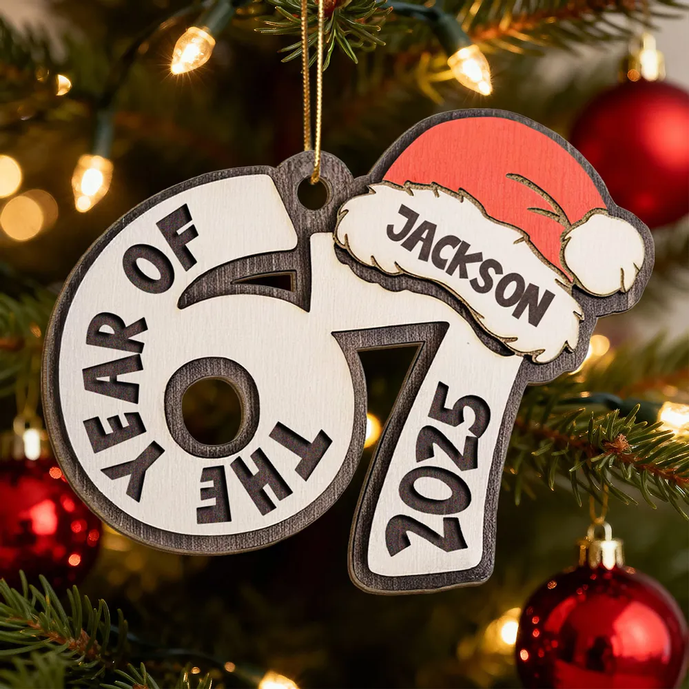 Personalized Acrylic Ornament with Santa Hat Design, Custom Teen Slang Gift for Christmas Tree, Fun Keepsake Holiday Gift
