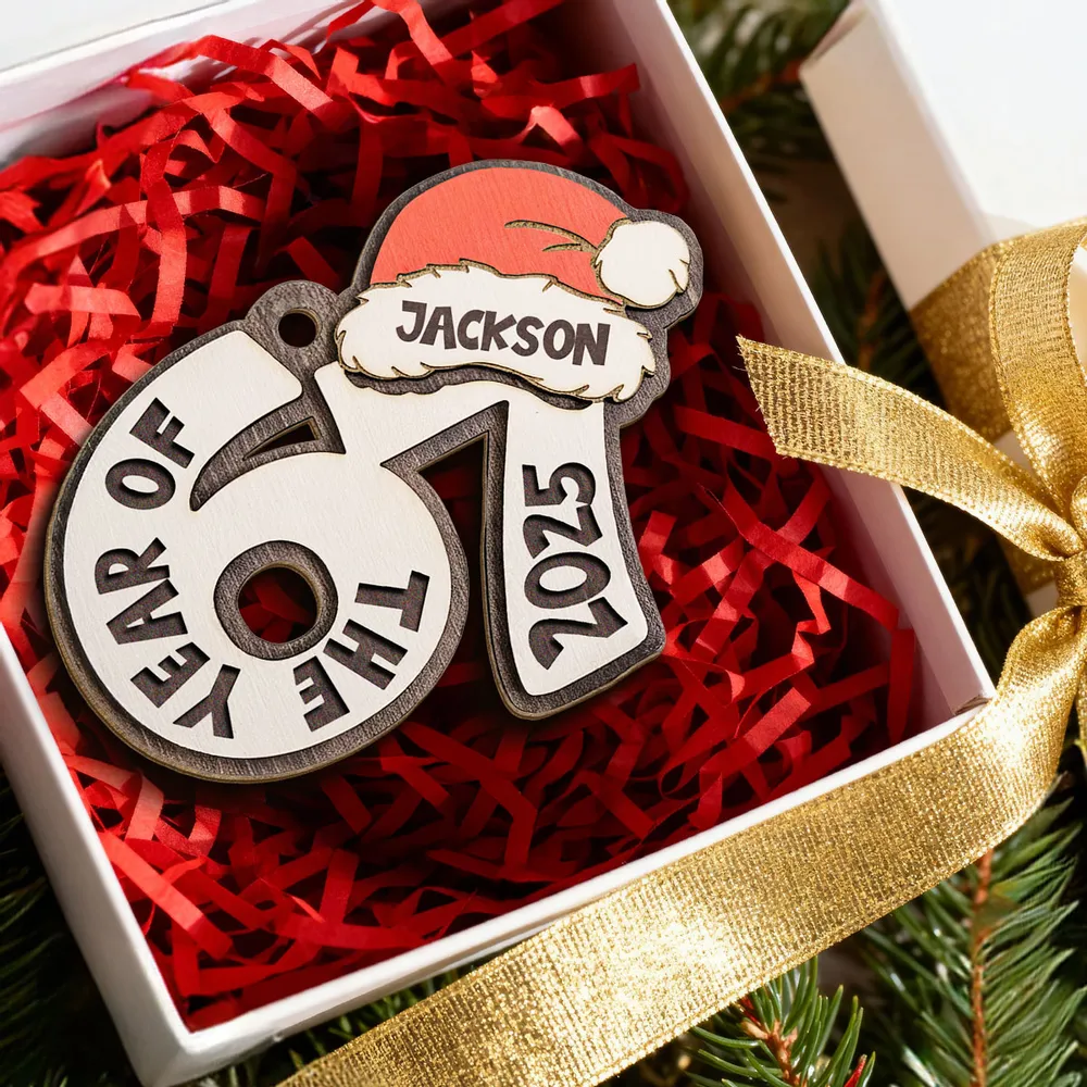Personalized Acrylic Ornament with Santa Hat Design, Custom Teen Slang Gift for Christmas Tree, Fun Keepsake Holiday Gift - Image 3