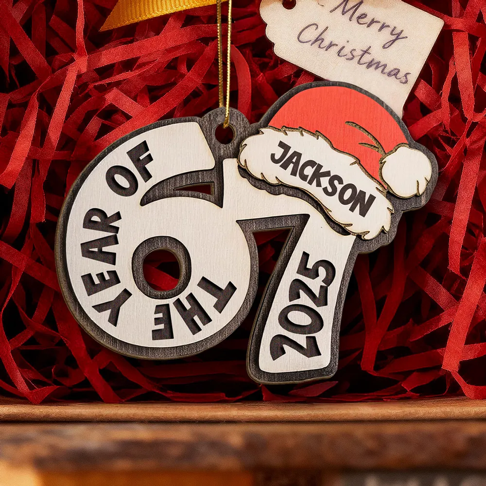 Personalized Acrylic Ornament with Santa Hat Design, Custom Teen Slang Gift for Christmas Tree, Fun Keepsake Holiday Gift - Image 5