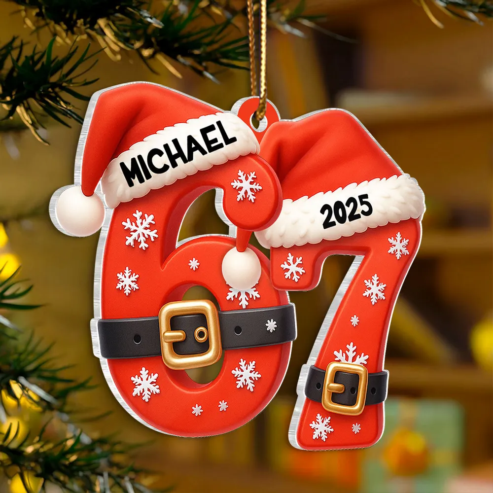 Personalized Acrylic Ornament 6 7 Santa Design Funny Teen Tree Decor Unique Christmas Gift