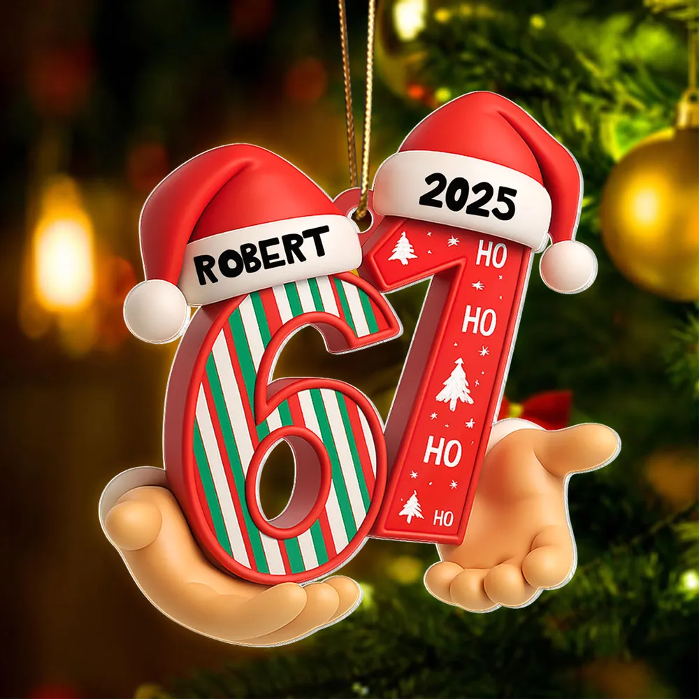 Personalized Acrylic Ornament with Santa Hat Numbers – Custom Age Christmas Tree Decor – Cute Festive Keepsake Gift