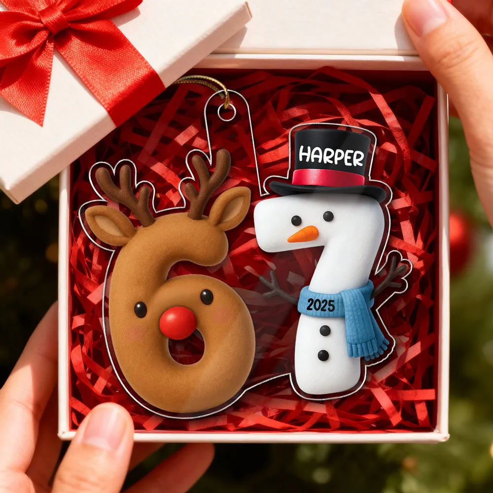 Personalized Acrylic Ornament 67 Reindeer & Snowman Design Cute Christmas Decor Unique Gift for Kids & Teens - Image 6