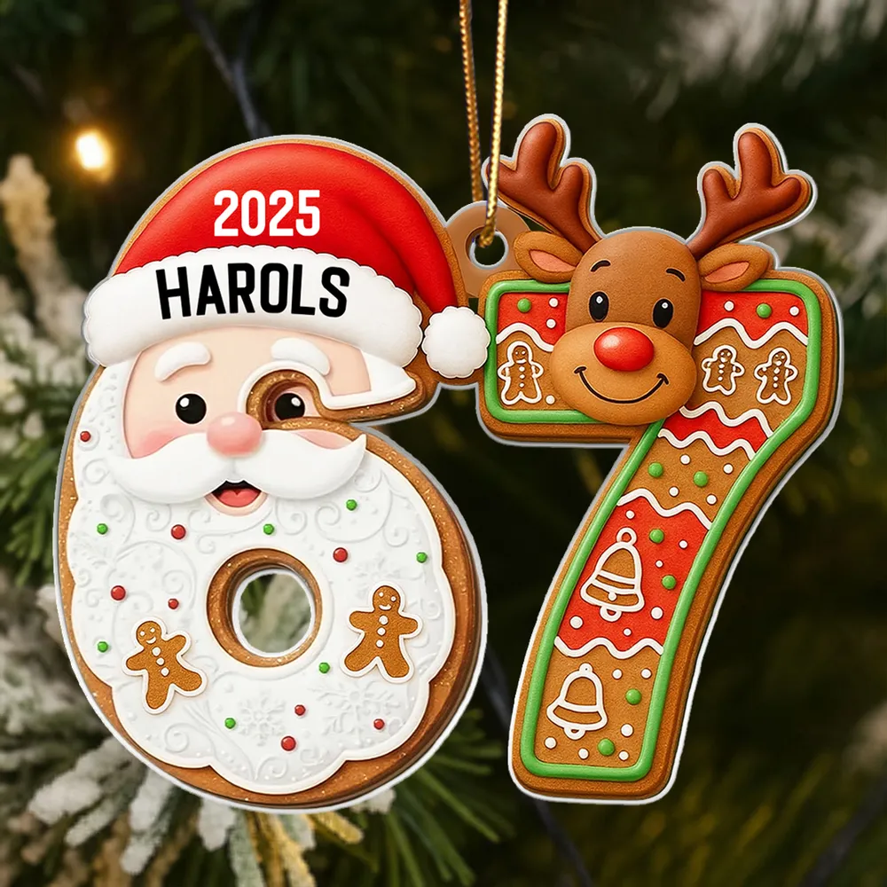 Custom Teen 6 7 Acrylic Ornament with Santa Claus & Reindeer, Funny Gen Z Christmas Tree Keepsake, Unique Gift for Kids - Image 6