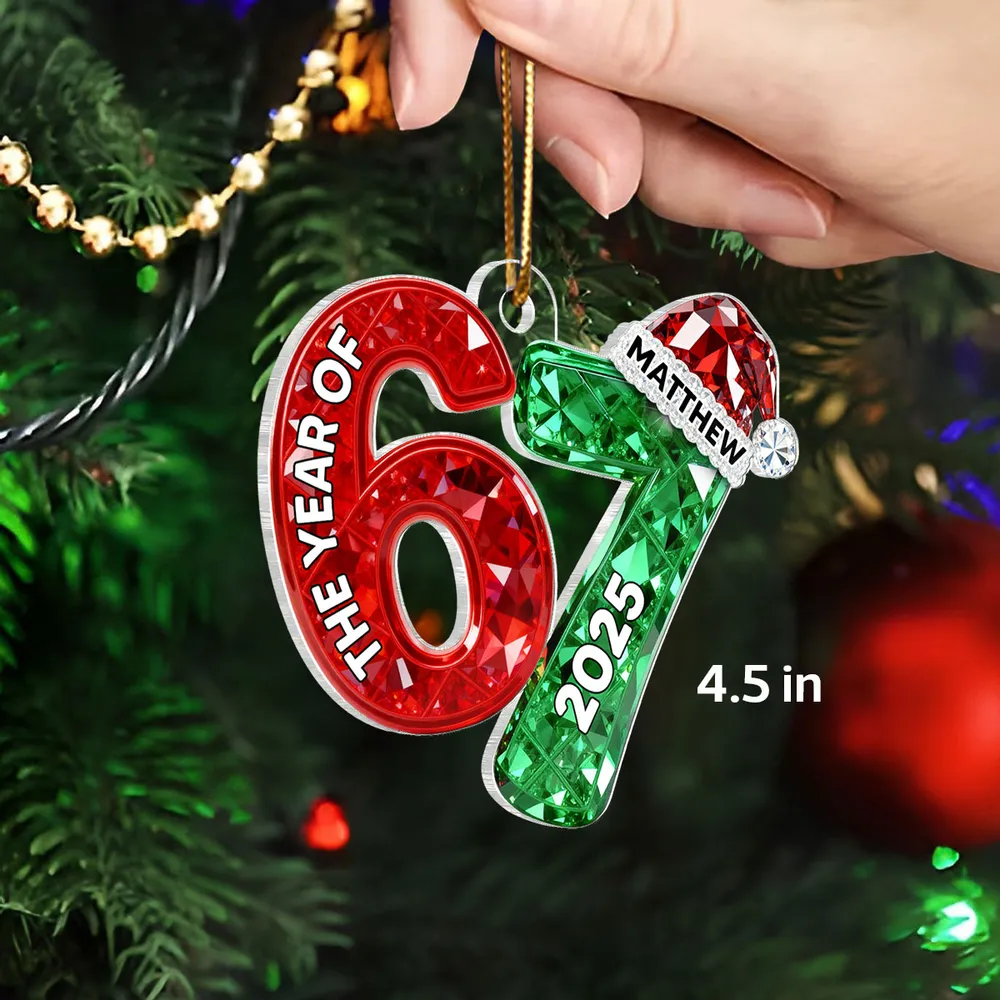 Personalized Number 67 Acrylic Ornament with Custom Name & Year – Celebrate with Meme Trend 67 - Image 2