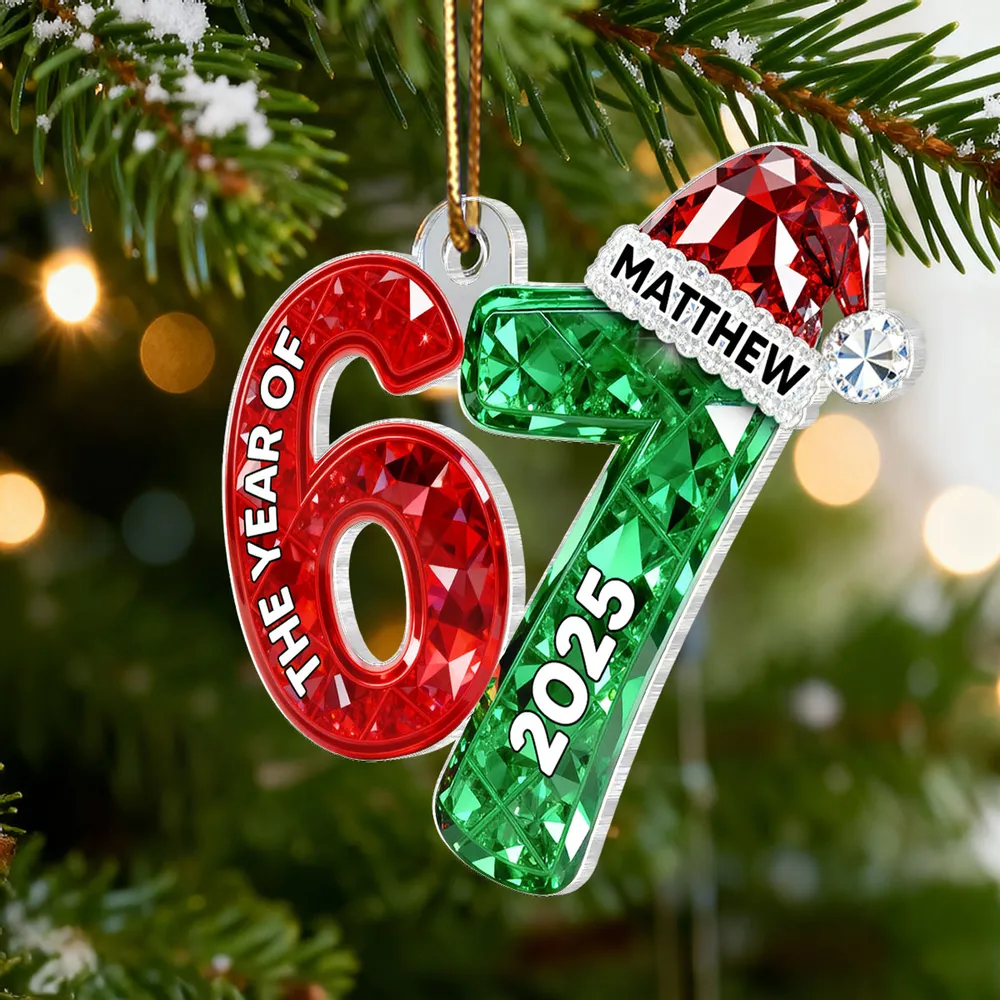 Personalized Number 67 Acrylic Ornament with Custom Name & Year – Celebrate with Meme Trend 67 - Image 6