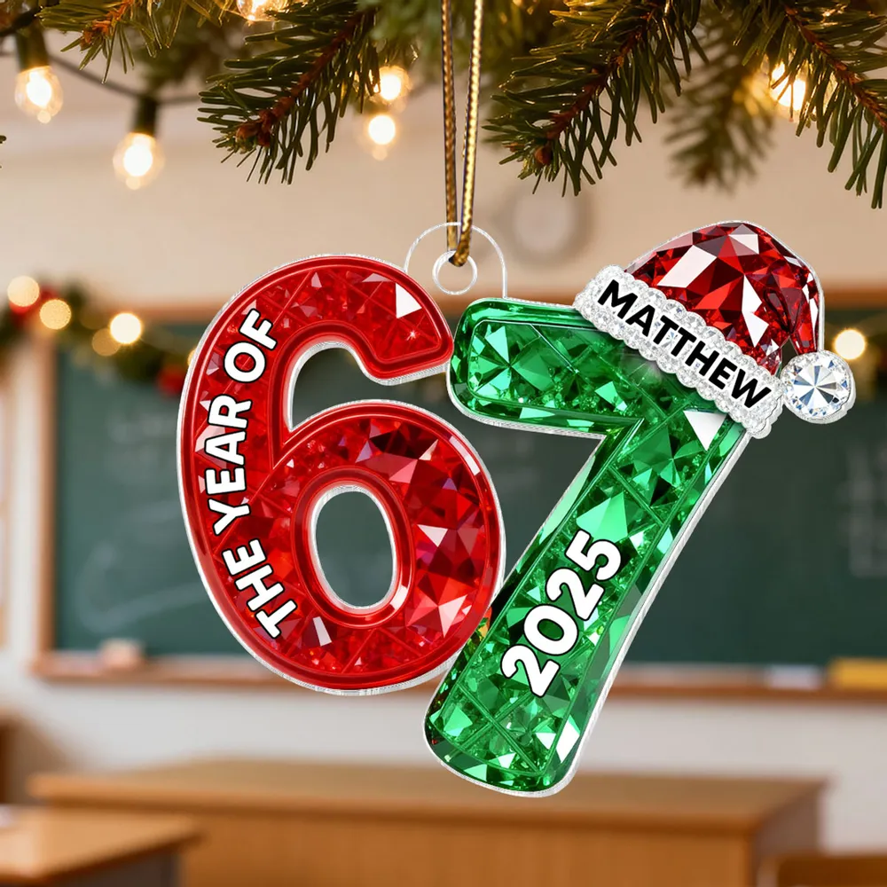 Personalized Number 67 Acrylic Ornament with Custom Name & Year – Celebrate with Meme Trend 67 - Image 8