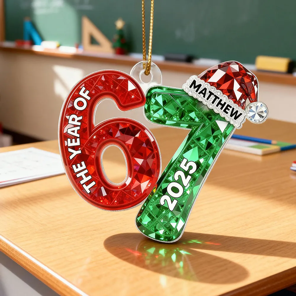Personalized Number 67 Acrylic Ornament with Custom Name & Year – Celebrate with Meme Trend 67 - Image 9