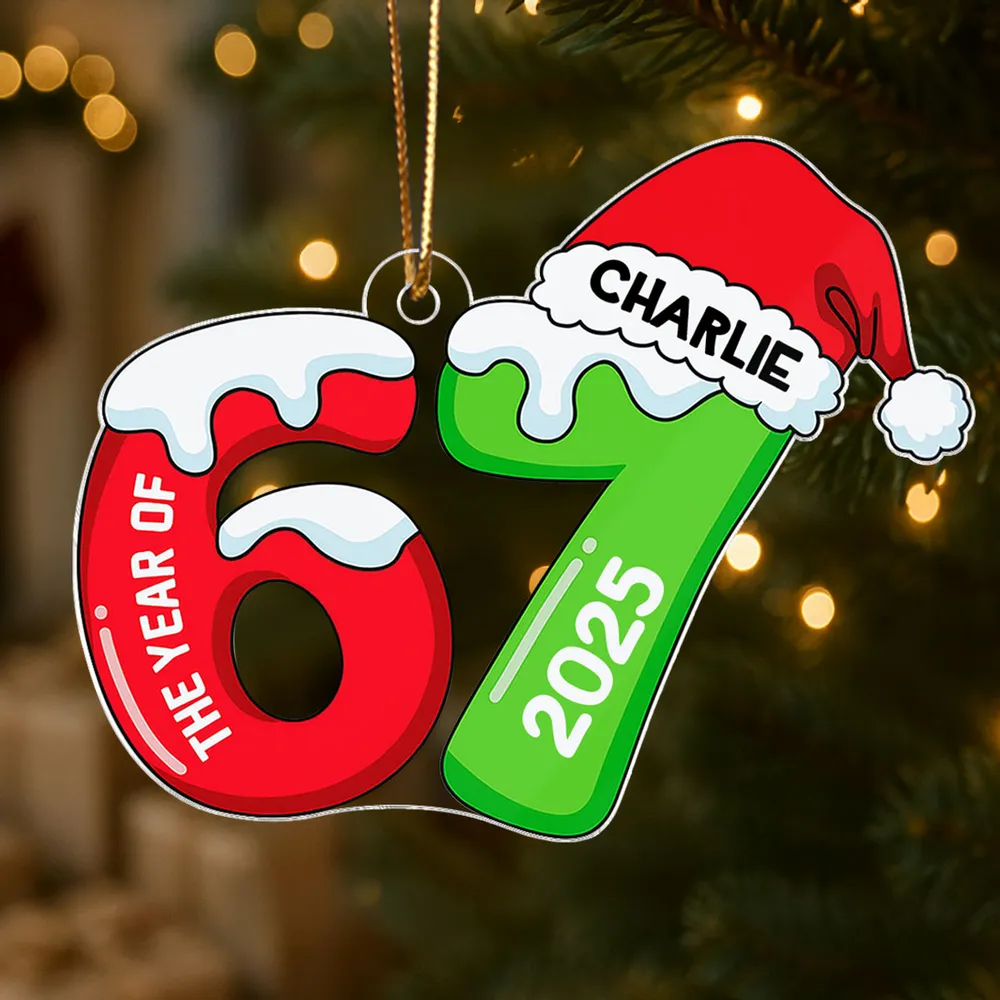 Personalized Acrylic Ornament 67 Gingerbread Design, Teen Slang Christmas Tree Decor, Cute Unique Gift for Grandkids - Image 12