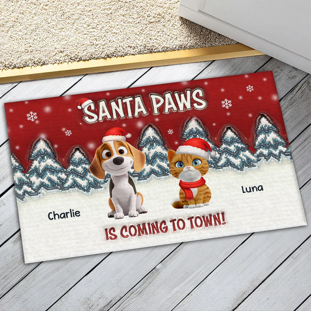 Personalized Santa Paws Standard Doormat with Custom Pets, Festive Entryway Decor & Unique Christmas Gift for Pet Lovers - Image 5