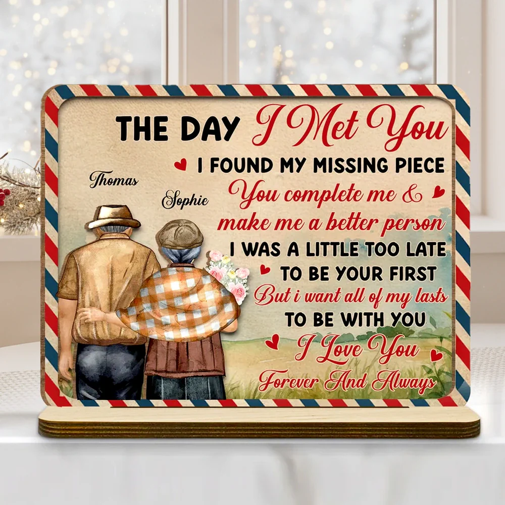 Personalized 2-Layer Wooden Plaque for Couples, Hugging Stroll Illustration, Romantic Keepsake, Unique Gift for Husband or Wife - Image 6
