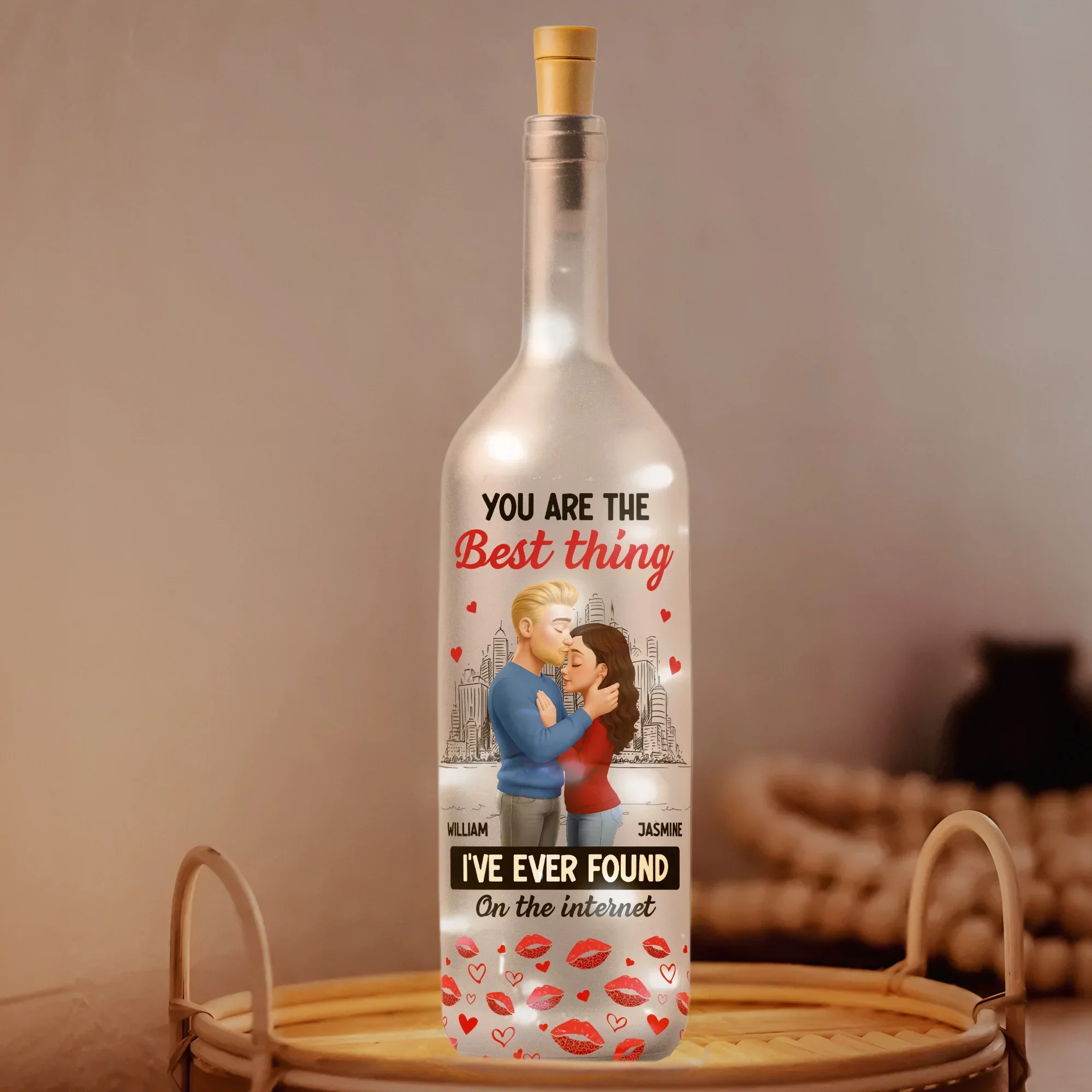 Custom Internet Love Quote Bottle Lamp for Couples, Soft Warm Glow Bedroom Light & Thoughtful Personalized Gift - Image 5