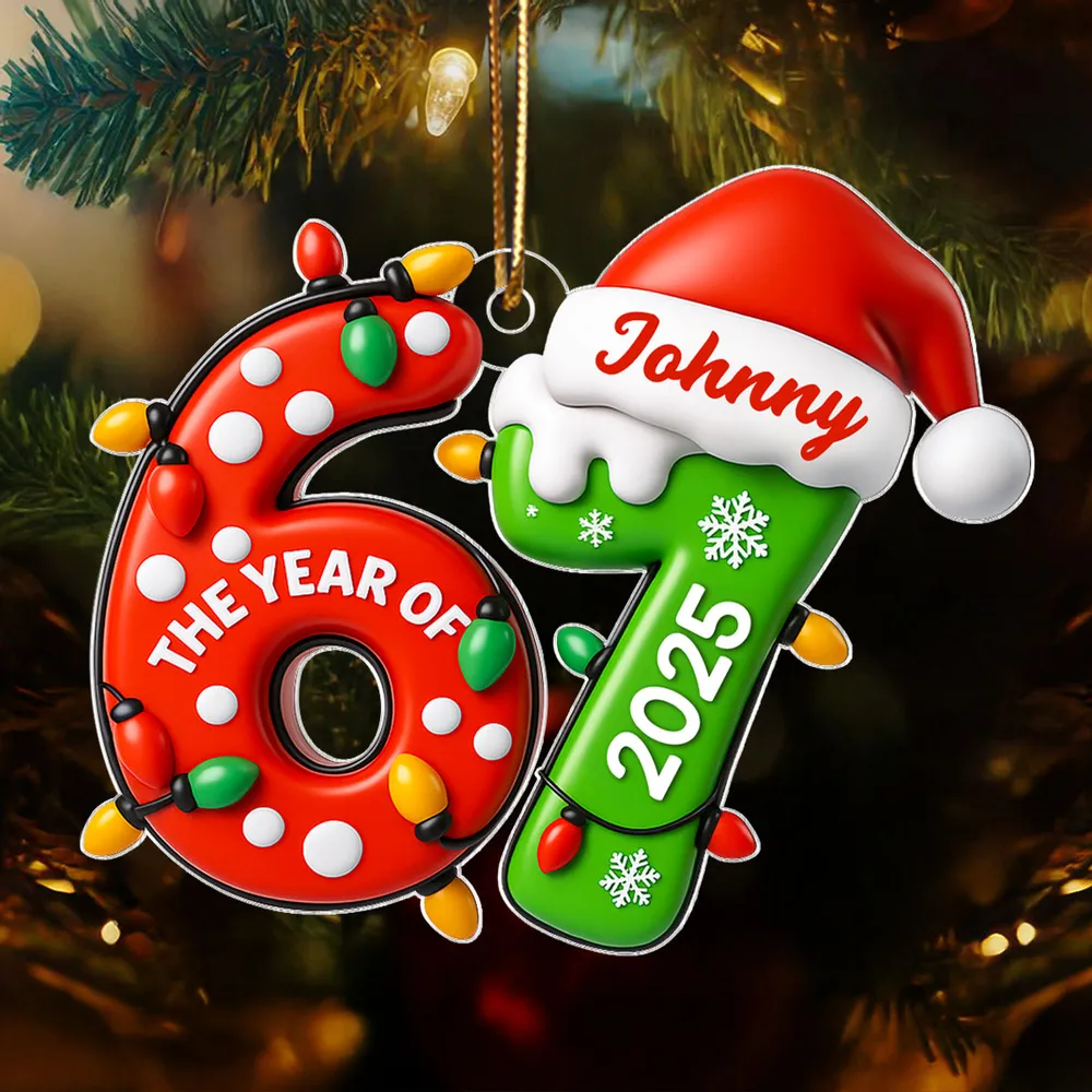 Custom Six Seven Acrylic Ornament for Christmas, Festive Santa Hat Design for Grandkids & Gen Alpha, Cute Keepsake Gift for Holiday Celebration - Image 8