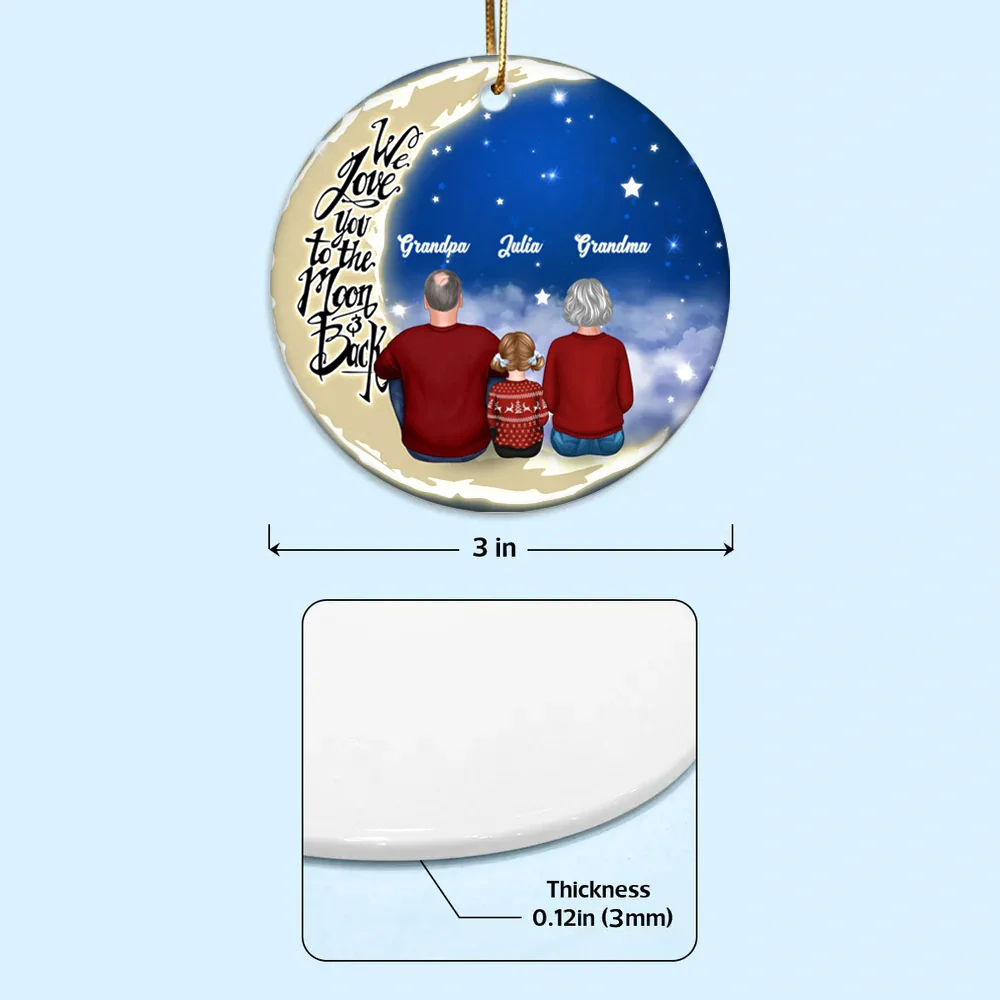 We Love You to the Moon & Back Custom Ceramic Ornament, Unique Grandparent Grandchild Holiday Gift & Home Decoration - Image 4