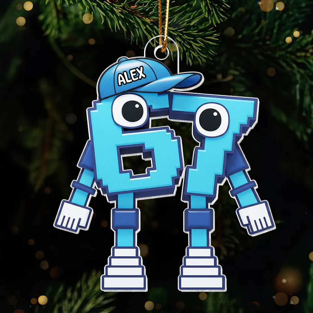 Pixel Number Acrylic Ornament For Kids Gaming Tree Decor Unique Gift For Young Gamers - Image 12