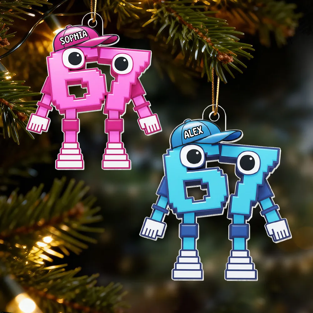 Pixel Number Acrylic Ornament For Kids Gaming Tree Decor Unique Gift For Young Gamers - Image 5