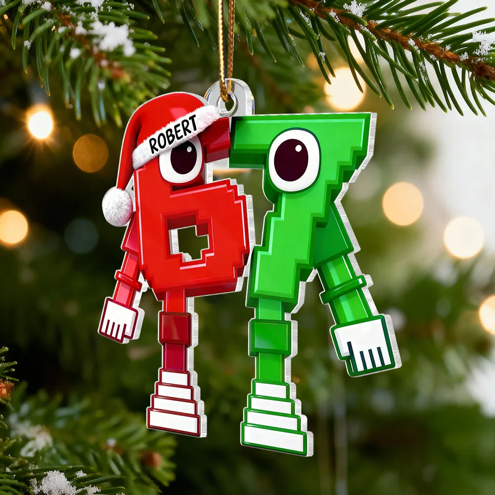 Pixel Number Acrylic Ornament For Kids Gaming Tree Decor Unique Gift For Young Gamers - Image 8