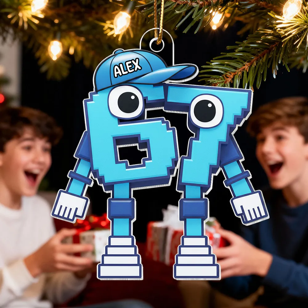 Pixel Number Acrylic Ornament For Kids Gaming Tree Decor Unique Gift For Young Gamers - Image 9