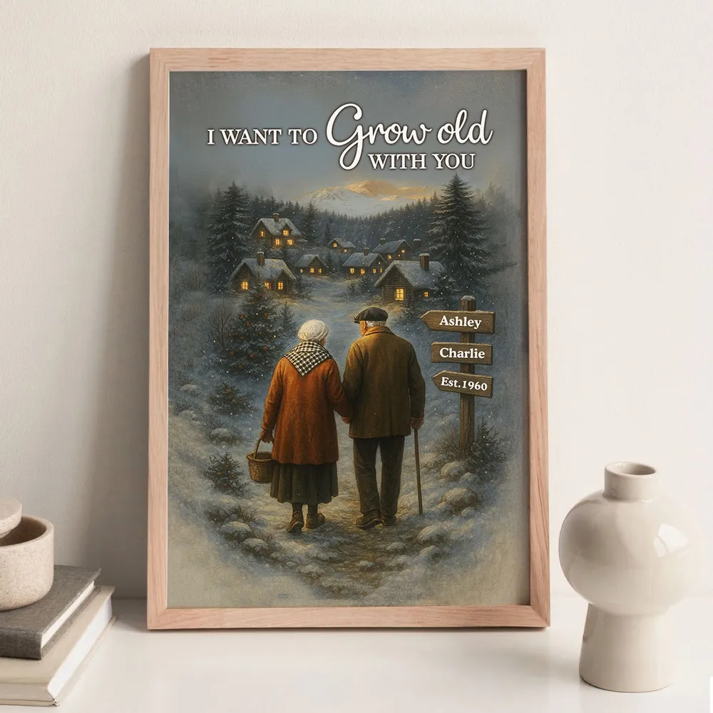 Personalized Poster for Couples Walking in Snowy Village, You & Me We Got This, Unique Romantic Gift for Him or Her - Image 10