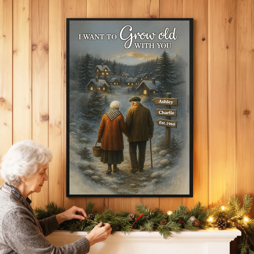 Personalized Poster for Couples Walking in Snowy Village, You & Me We Got This, Unique Romantic Gift for Him or Her - Image 3
