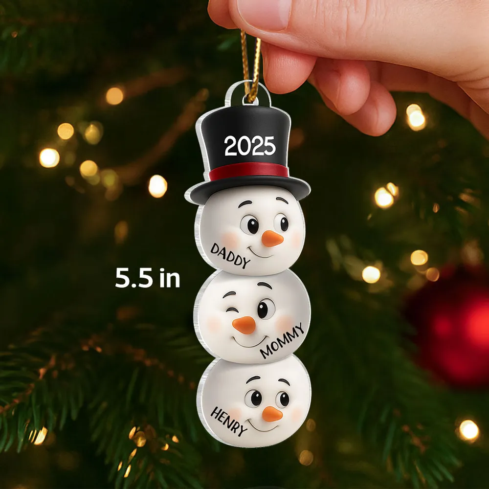 Cute Snowman Family Acrylic Ornament Personalized for Christmas โ Funny Faces Holiday Decoration & Heartwarming Gift for Loved Ones - Image 2