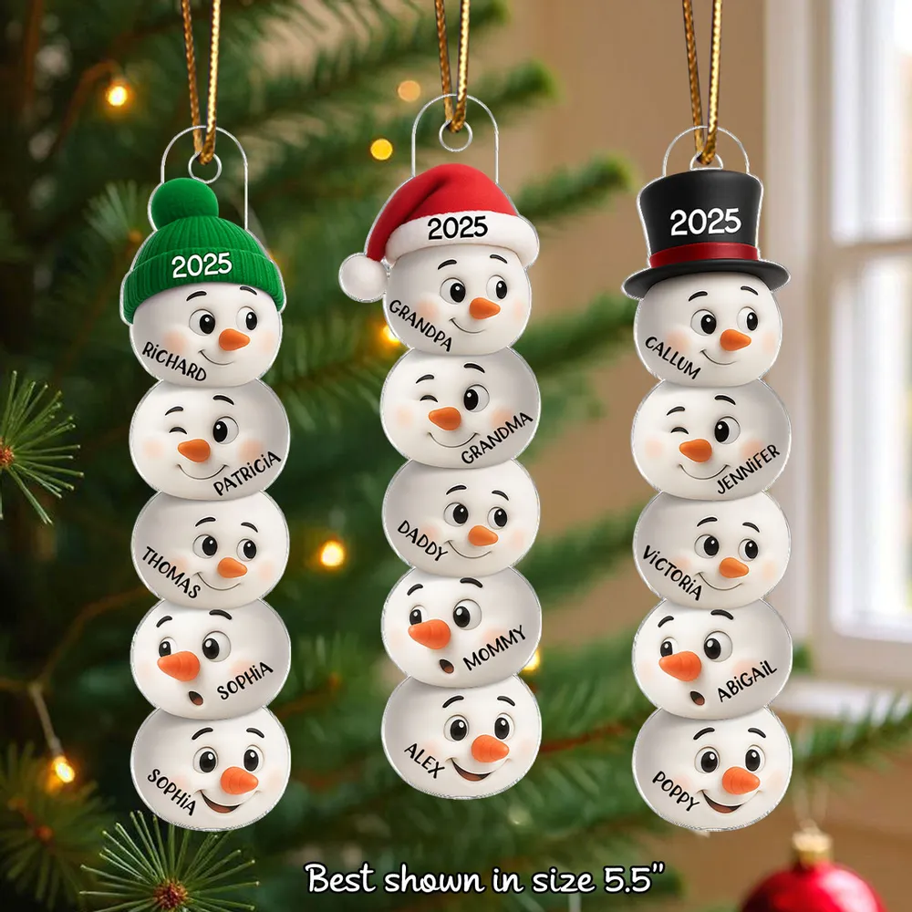 Cute Snowman Family Acrylic Ornament Personalized for Christmas โ Funny Faces Holiday Decoration & Heartwarming Gift for Loved Ones - Image 3