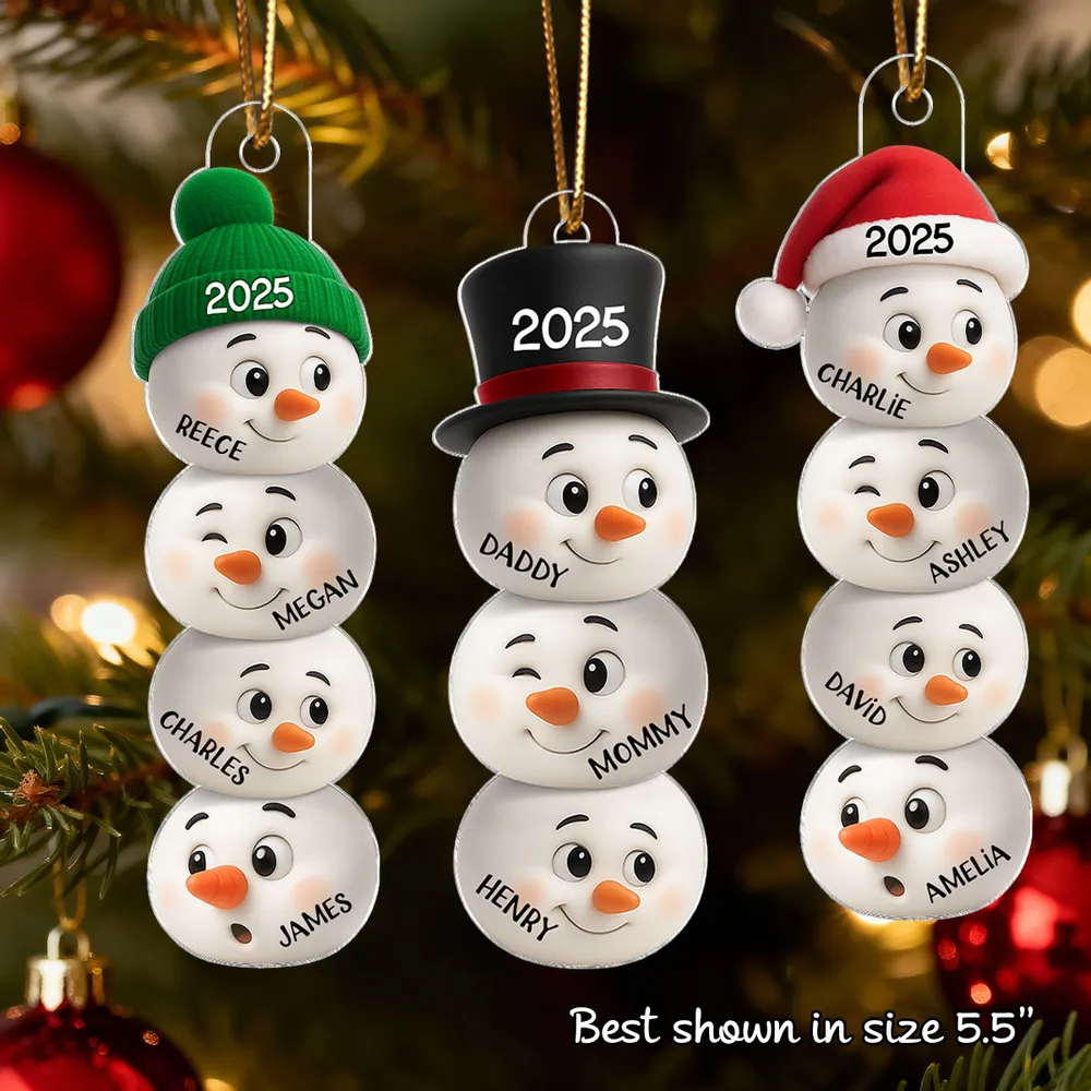 Cute Snowman Family Acrylic Ornament Personalized for Christmas โ Funny Faces Holiday Decoration & Heartwarming Gift for Loved Ones - Image 6