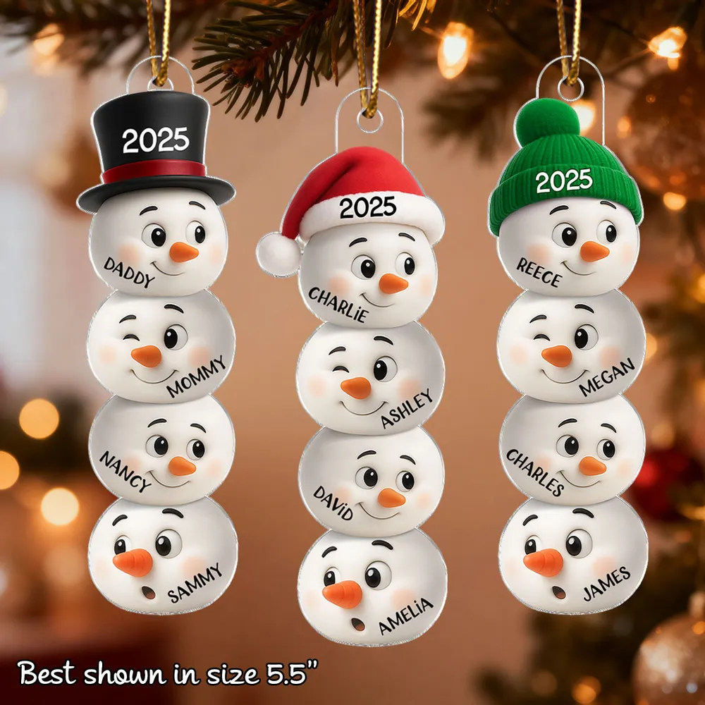 Cute Snowman Family Acrylic Ornament Personalized for Christmas โ Funny Faces Holiday Decoration & Heartwarming Gift for Loved Ones - Image 8