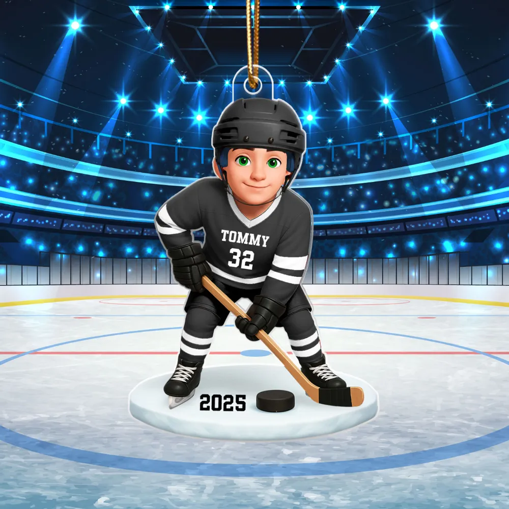 Personalized Hockey Acrylic Ornament for Kids – Custom Player Design Christmas Gift & Festive Decor - Image 8