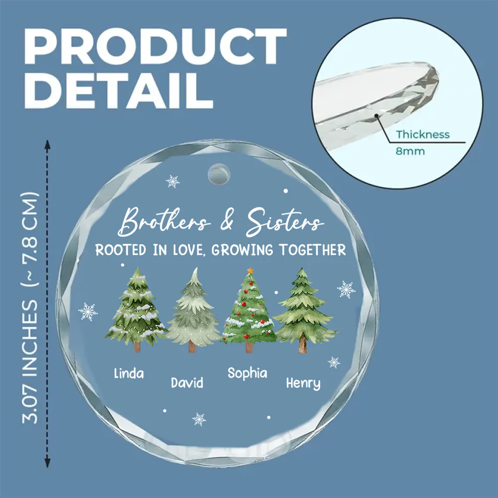 Personalized Crystal Ornament for Siblings – Brothers & Sister Trees, Custom Names, Unique Christmas Gift & Elegant Holiday Décor - Image 5