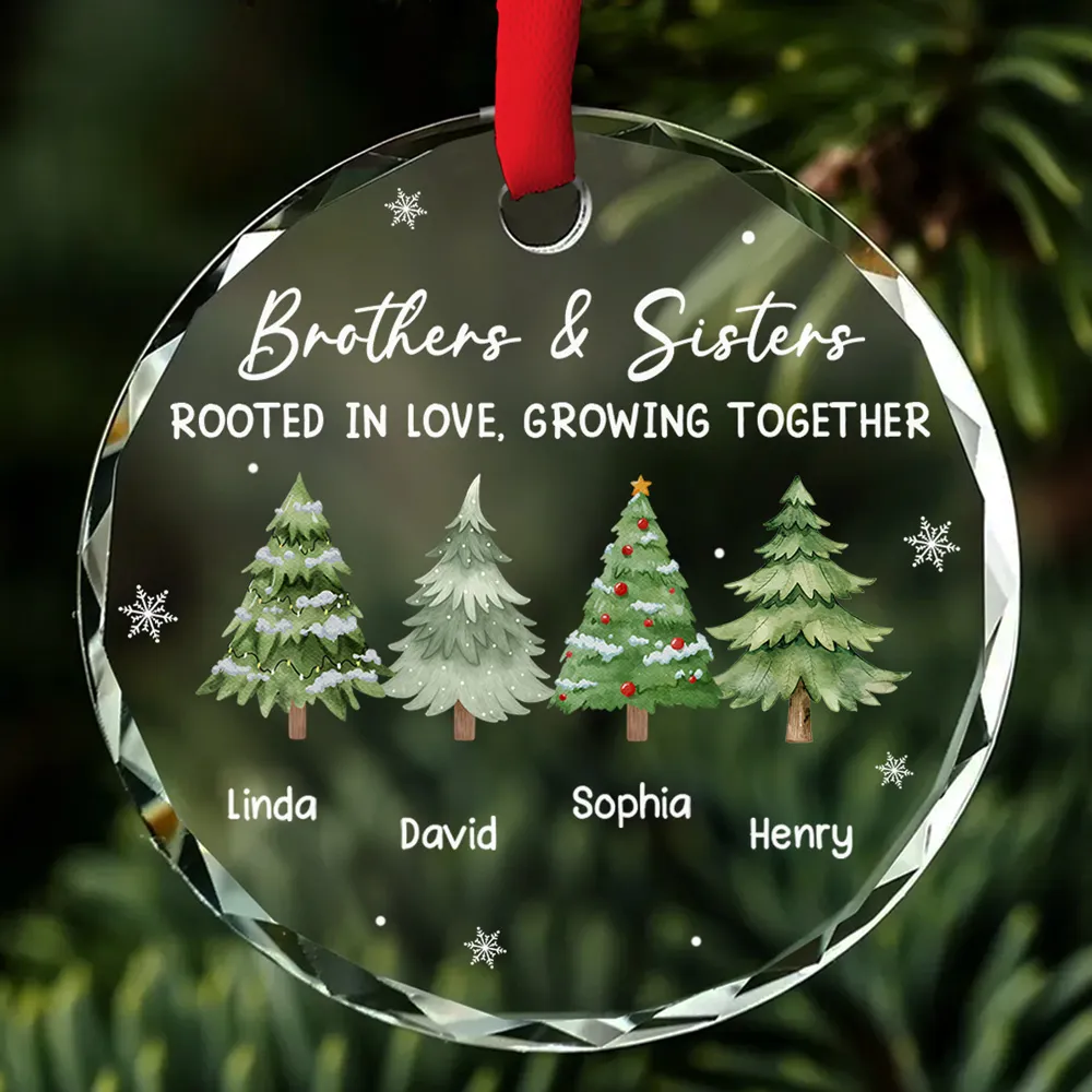 Personalized Crystal Ornament for Siblings – Brothers & Sister Trees, Custom Names, Unique Christmas Gift & Elegant Holiday Décor - Image 6