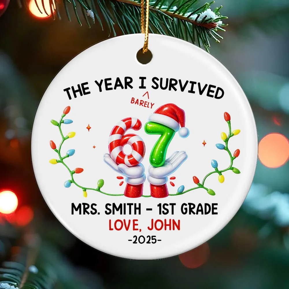 Personalized Ceramic Ornament with Six Seven Slang Design, Funny Gen Alpha Christmas Ornament, Unique Teen Gift for Tree Decorating & Holiday Laughs - Image 8