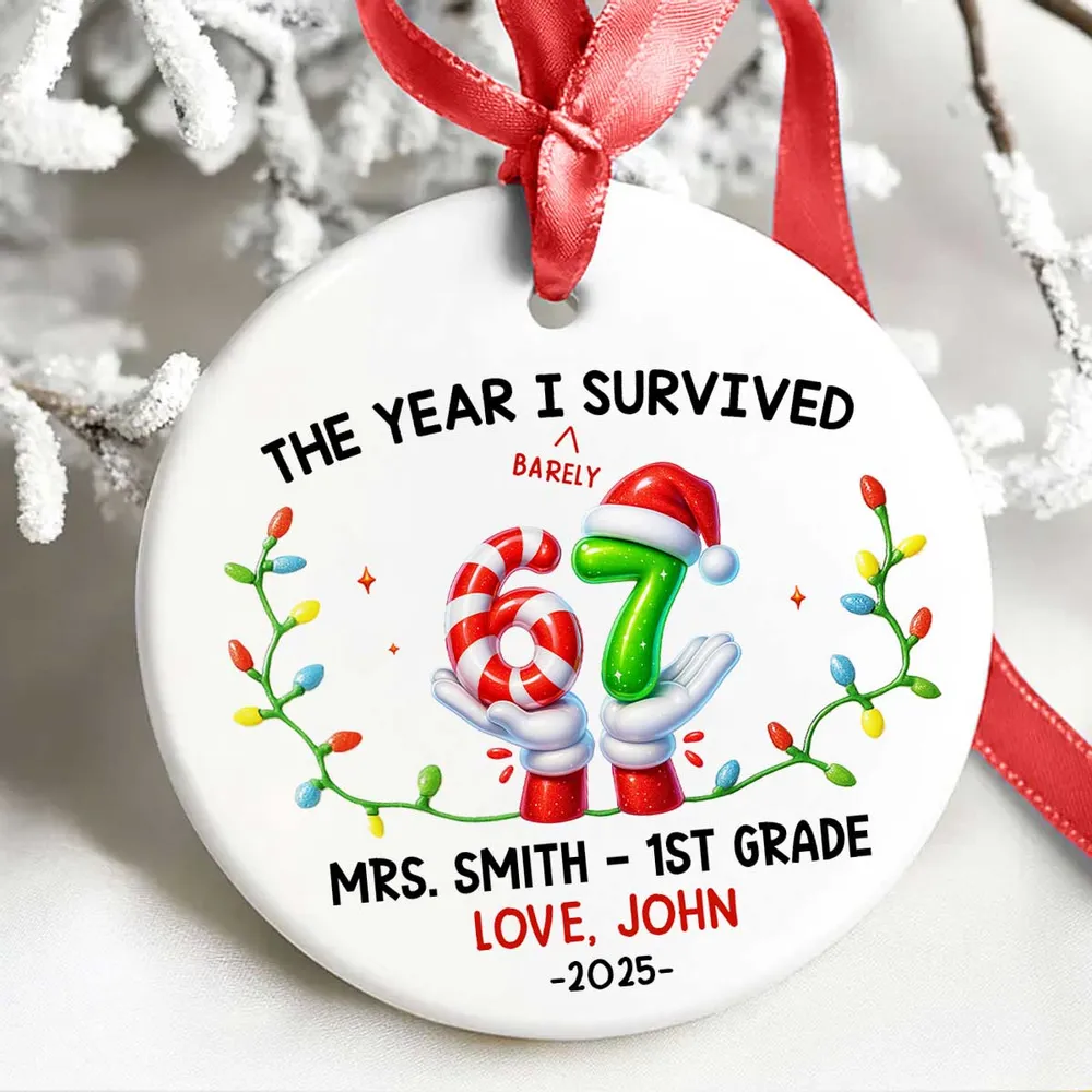 Personalized Ceramic Ornament with Six Seven Slang Design, Funny Gen Alpha Christmas Ornament, Unique Teen Gift for Tree Decorating & Holiday Laughs - Image 9