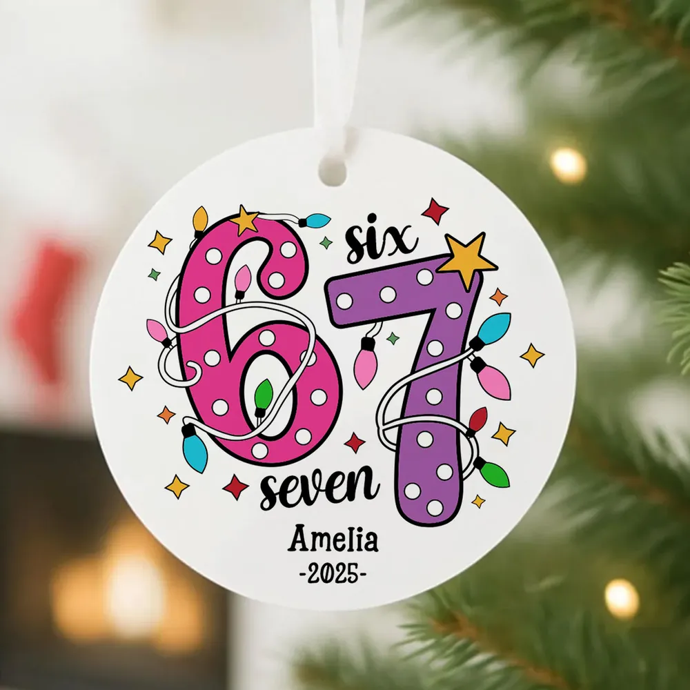 Custom 67 Ceramic Ornament with Cute Holiday Design — Perfect Keepsake for Kids & Grandkids - Image 7