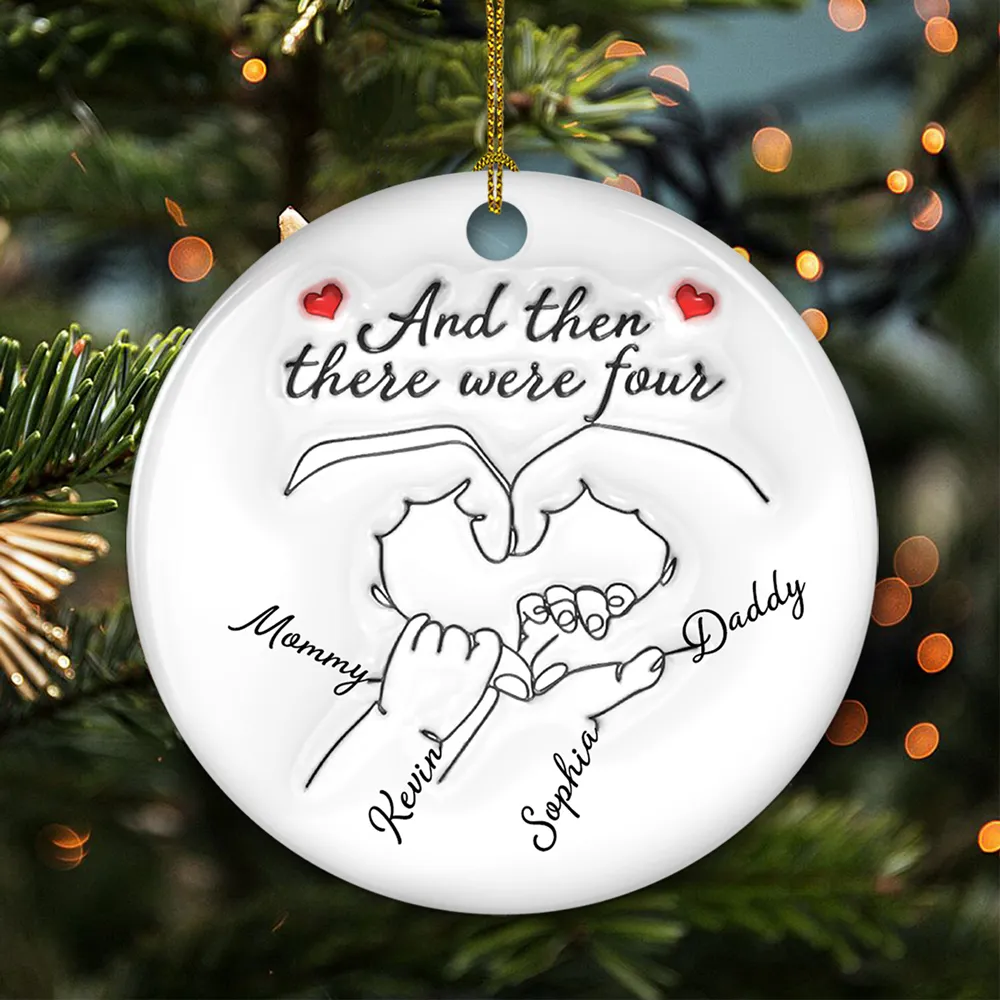 Personalized Ceramic Ornament for Parents – Hand Heart Family Sketch, Christmas Tree Decoration, Sentimental Unique Gift - Image 2
